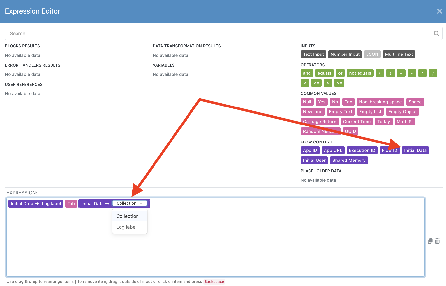 accessing input subflow