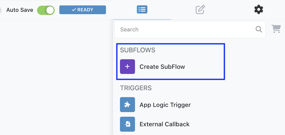 create subflow button